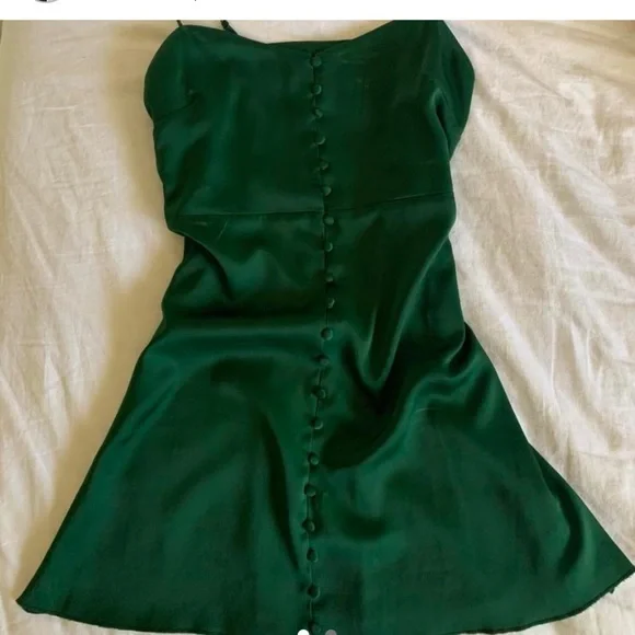 green emerald velvet dress Urban Outfitters NWT Green Lace Trim Floral Scoop Puff Sleeve Mini Dre –  Brie main image 0
